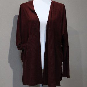 MAURICES Textured Cardigan Sweater Long Sleeve Open Front Plum Waffle Knit Med